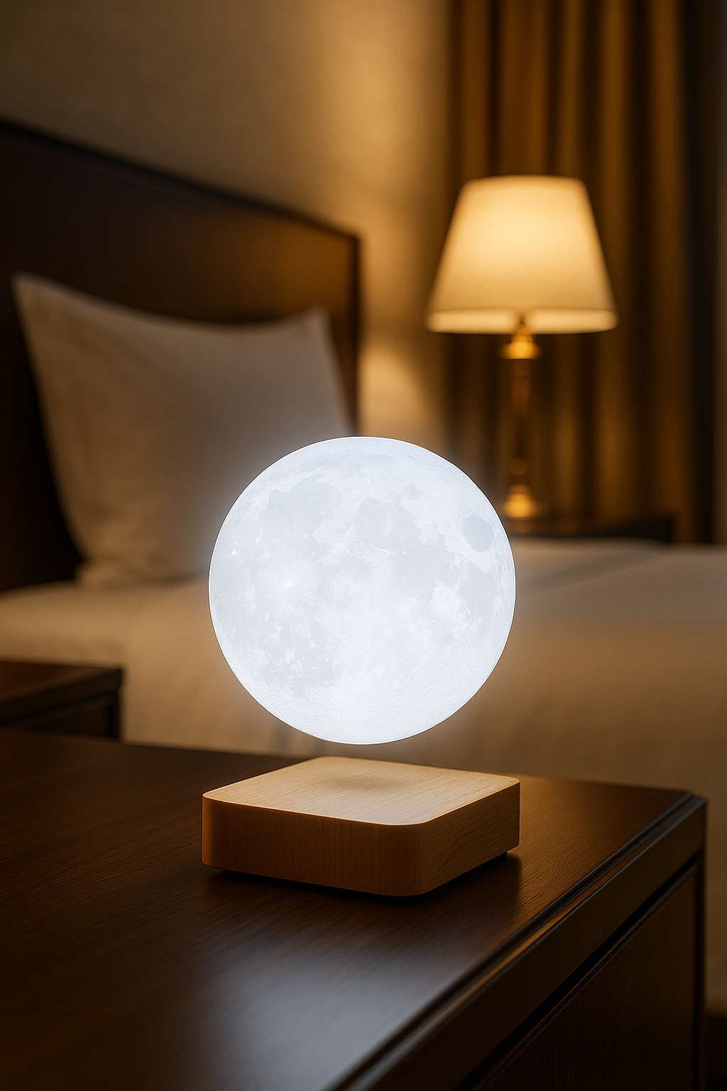 Luminária lua flutuante com levitação magnética