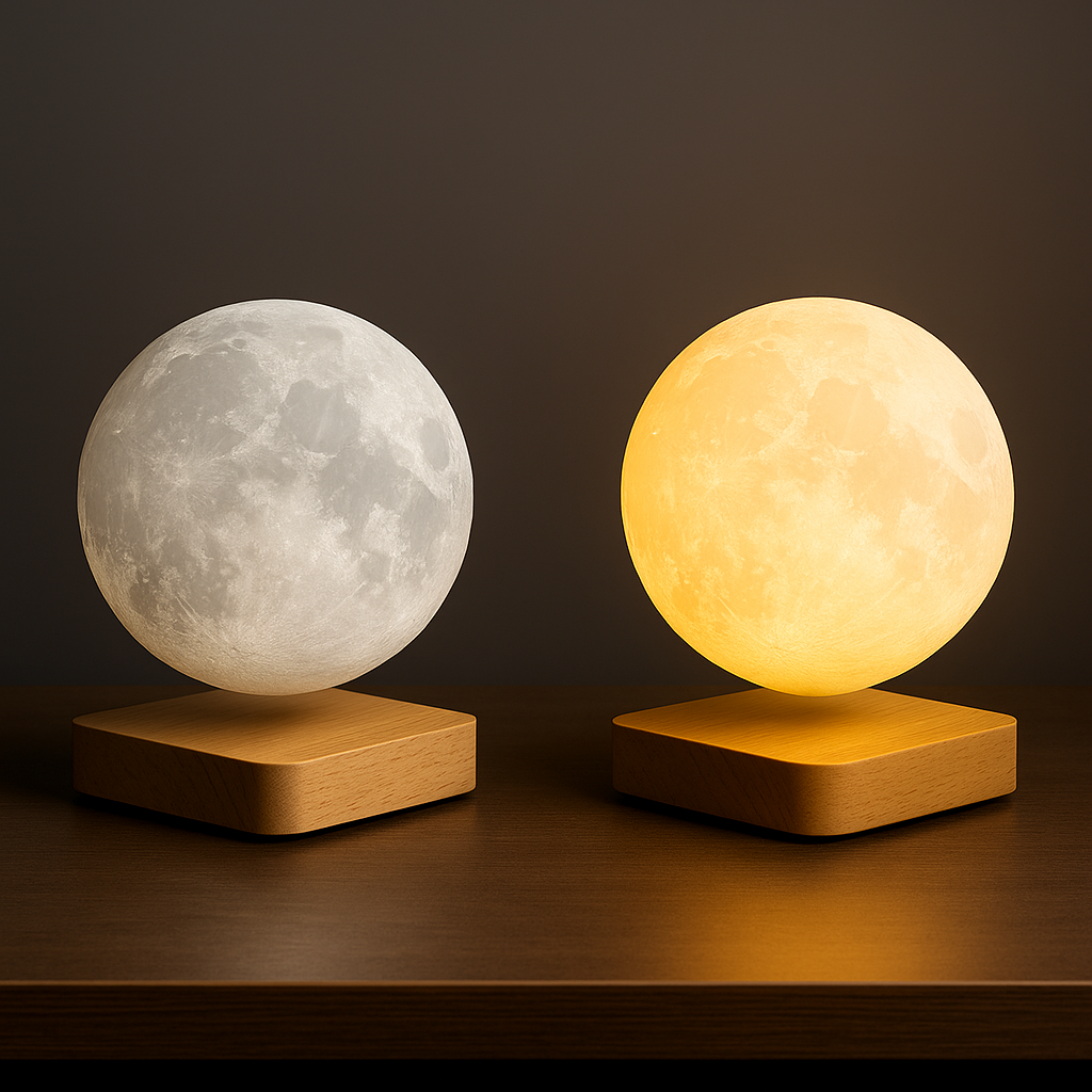 Luminária lua flutuante com levitação magnética