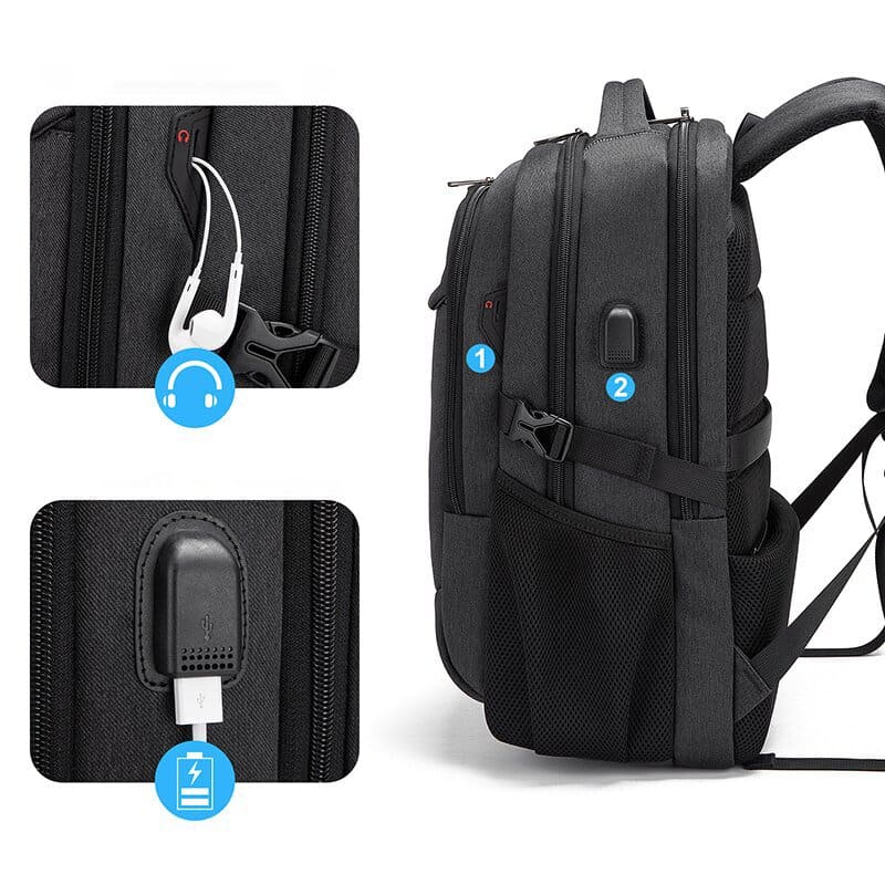 Mochila impermeável unissex com entrada USB para carregamento de bateria de telefone celular (modelo 3)
