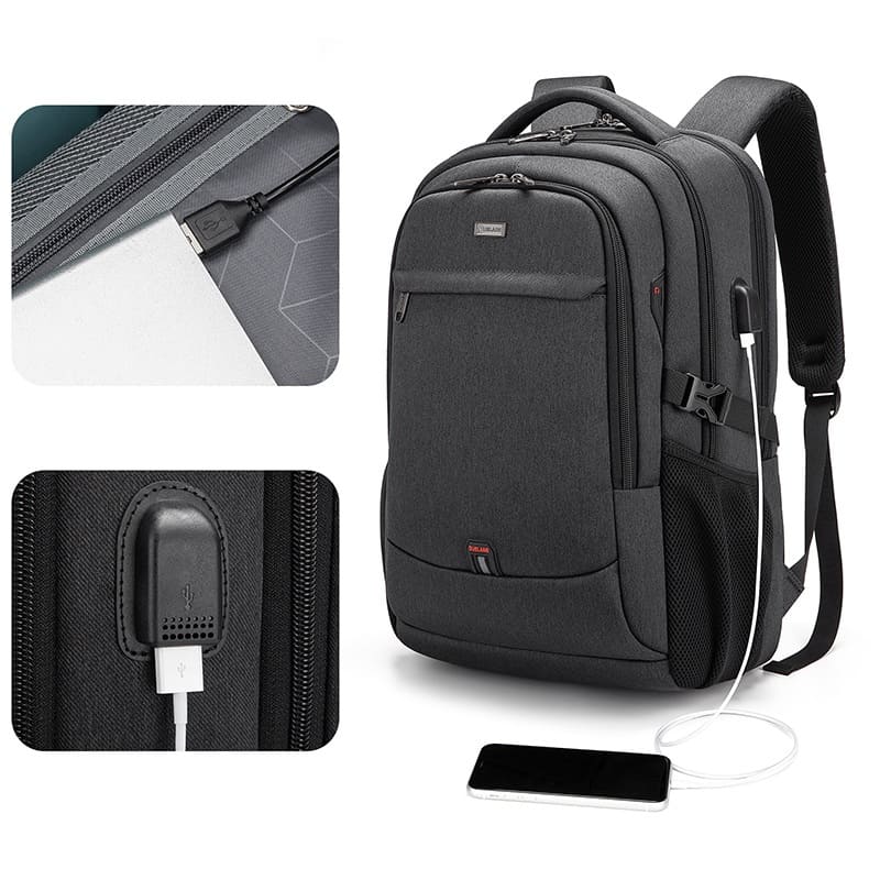 Mochila impermeável unissex com entrada USB para carregamento de bateria de telefone celular (modelo 3)