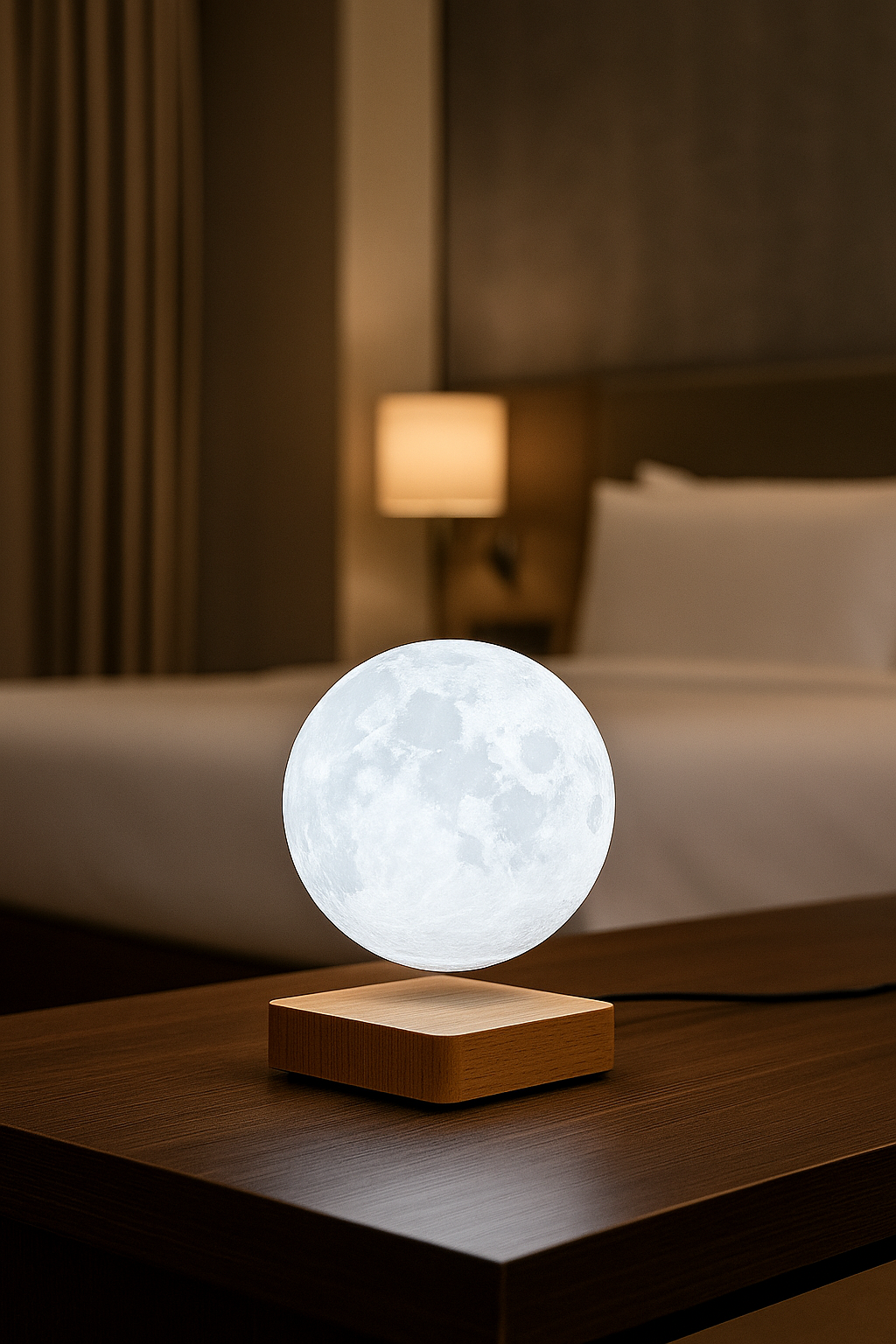 Luminária lua flutuante com levitação magnética