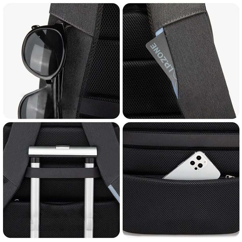 Mochila impermeável unissex com entrada USB para carregamento de bateria de telefone celular (modelo 3)