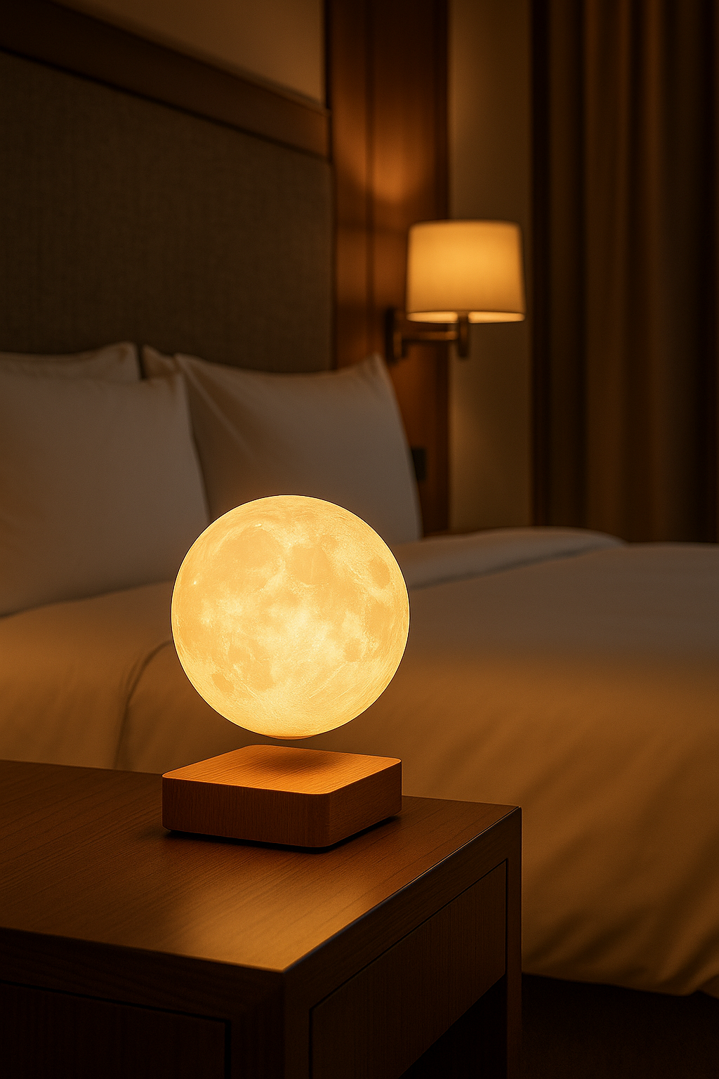 Luminária lua flutuante com levitação magnética