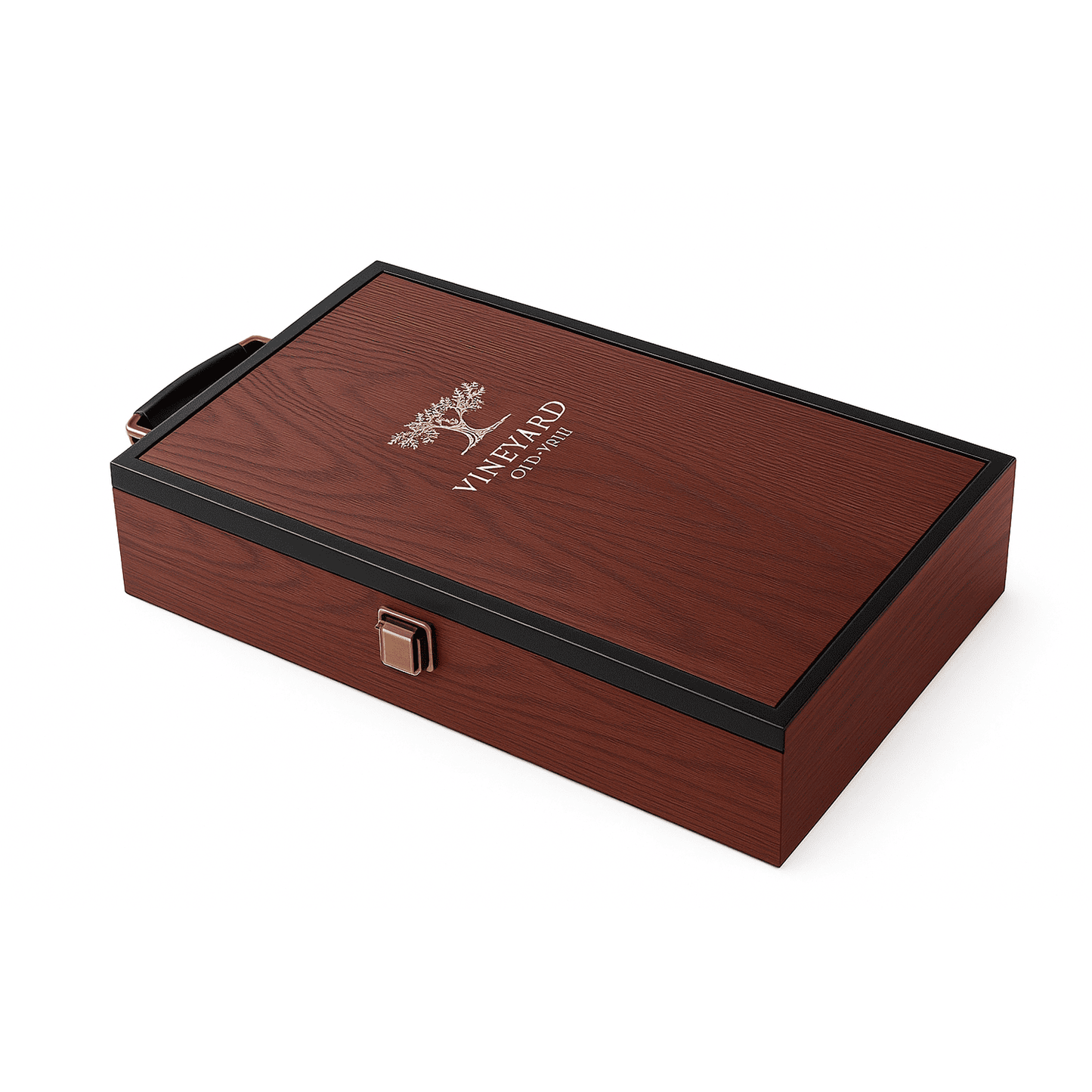 Maleta para vinho de madeira com compartimento para 2 garrafas e kit de 2 acessórios
