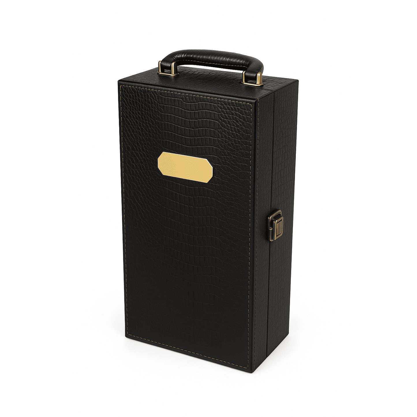 Maleta para vinho de couro com compartimento para 2 garrafas e kit de 4 acessórios