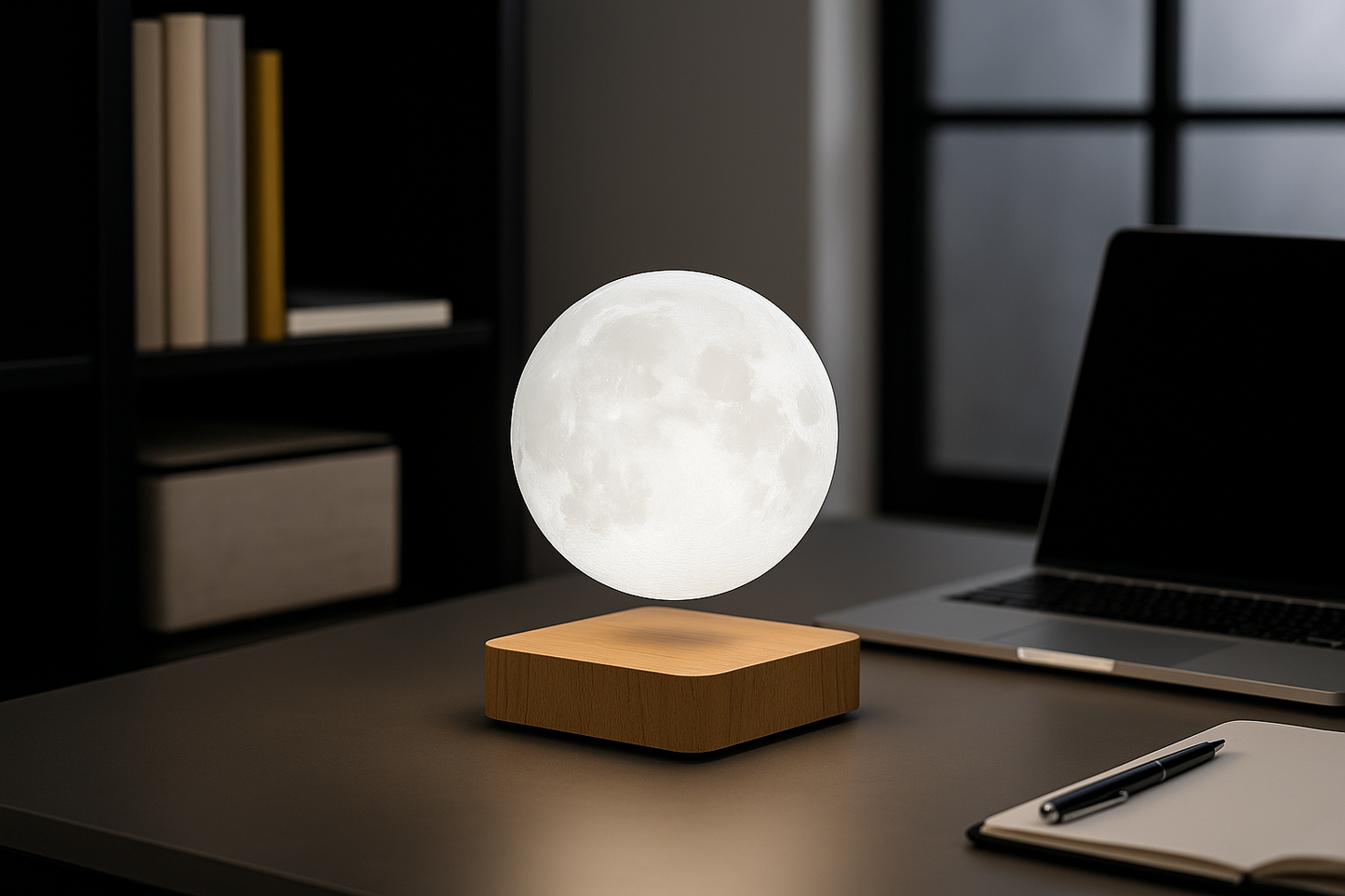 Luminária lua flutuante com levitação magnética