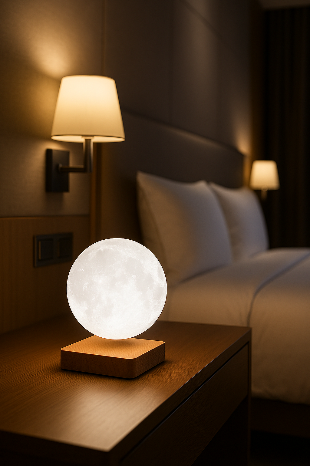 Luminária lua flutuante com levitação magnética