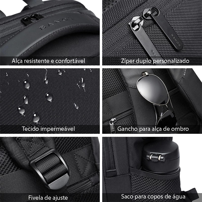 Mochila impermeável unissex com entrada USB para carregamento de bateria de telefone celular (modelo 2) Rede Canan