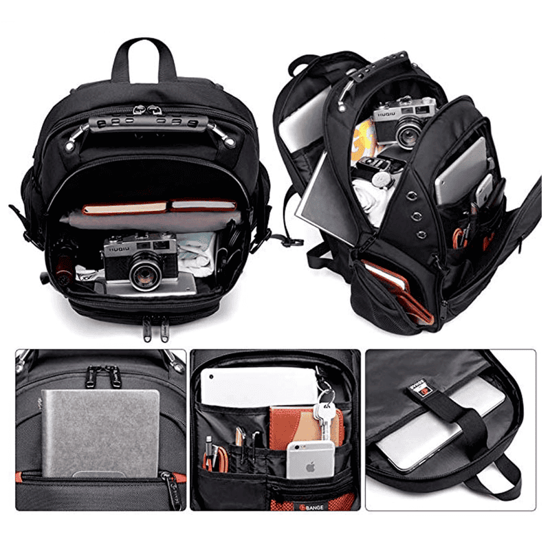 Bange waterproof 45l backpack with headphone jack and USB port for cell phone battery charging