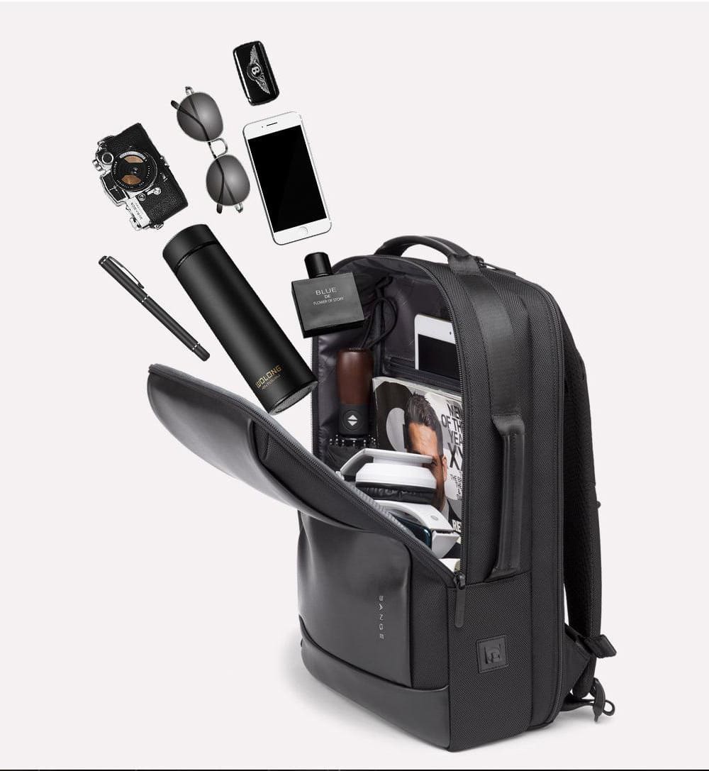 Bange Premium waterproof 35l executive backpack with headphone jack and USB port for charging a cell phone battery