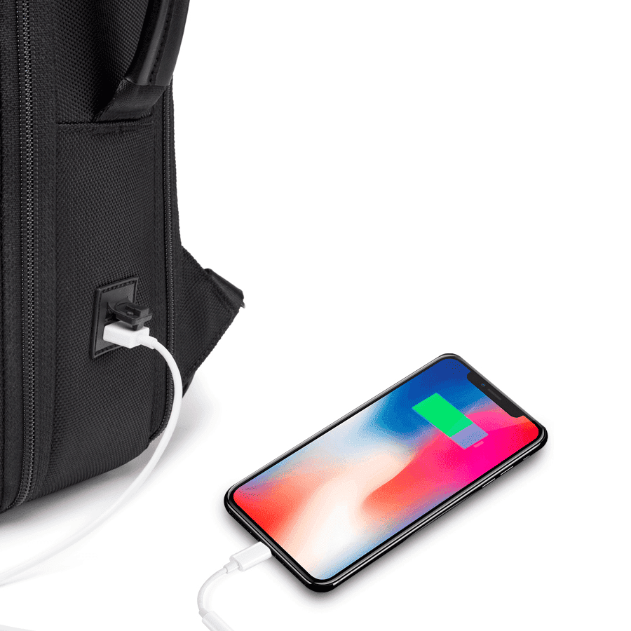 Bange Premium waterproof 35l executive backpack with headphone jack and USB port for charging a cell phone battery
