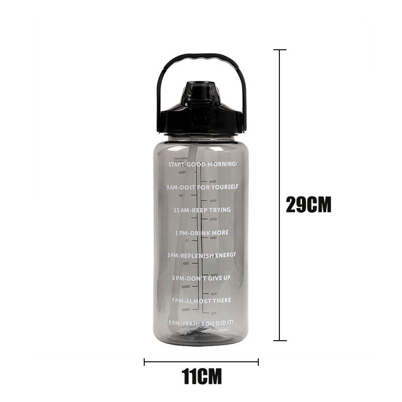Garrafa de água transparente TikTok à prova de vazamento 2000ml Rede Canan