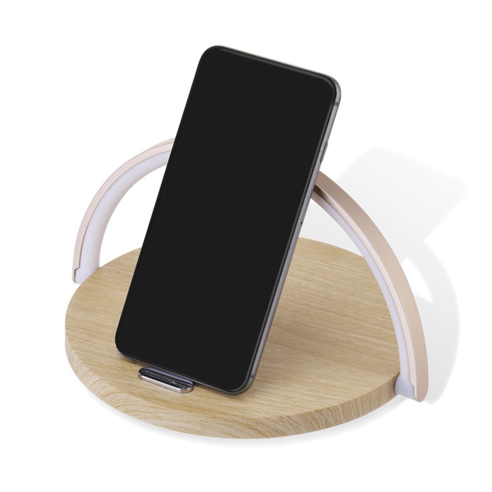 Luminária e suporte com carregador sem fio e por indução acoplado para telefone celular Rede Canan