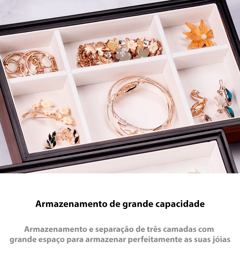 Caixa para joias/porta-joias compartimento triplo - Rede Canan