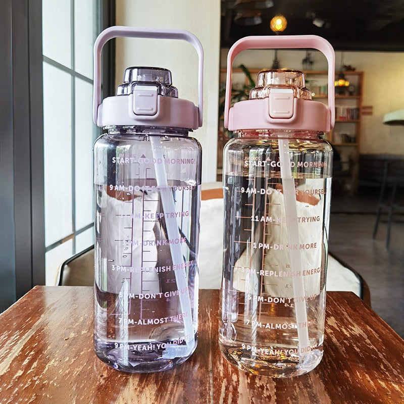 Garrafa de água transparente TikTok à prova de vazamento 2000ml Rede Canan