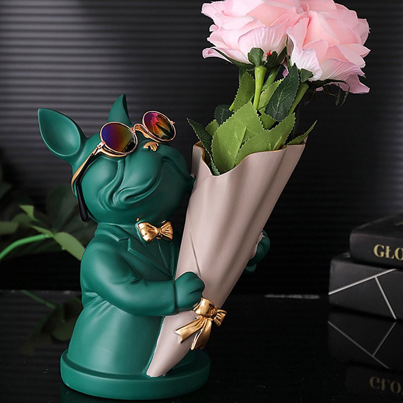 Porta-rosas cachorro buldogue Rede Canan