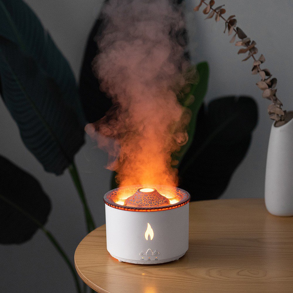 Aromatizador, umidificador e luminária simuladora de vulcão com entrada USB Rede Canan