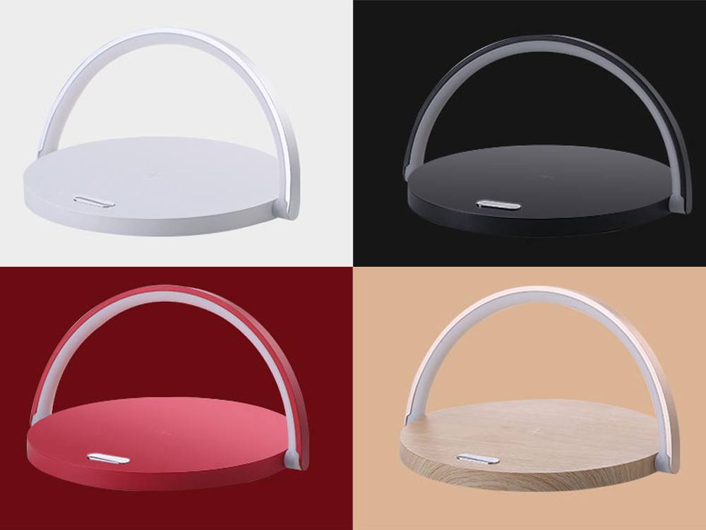Luminária e suporte com carregador sem fio e por indução acoplado para telefone celular Rede Canan