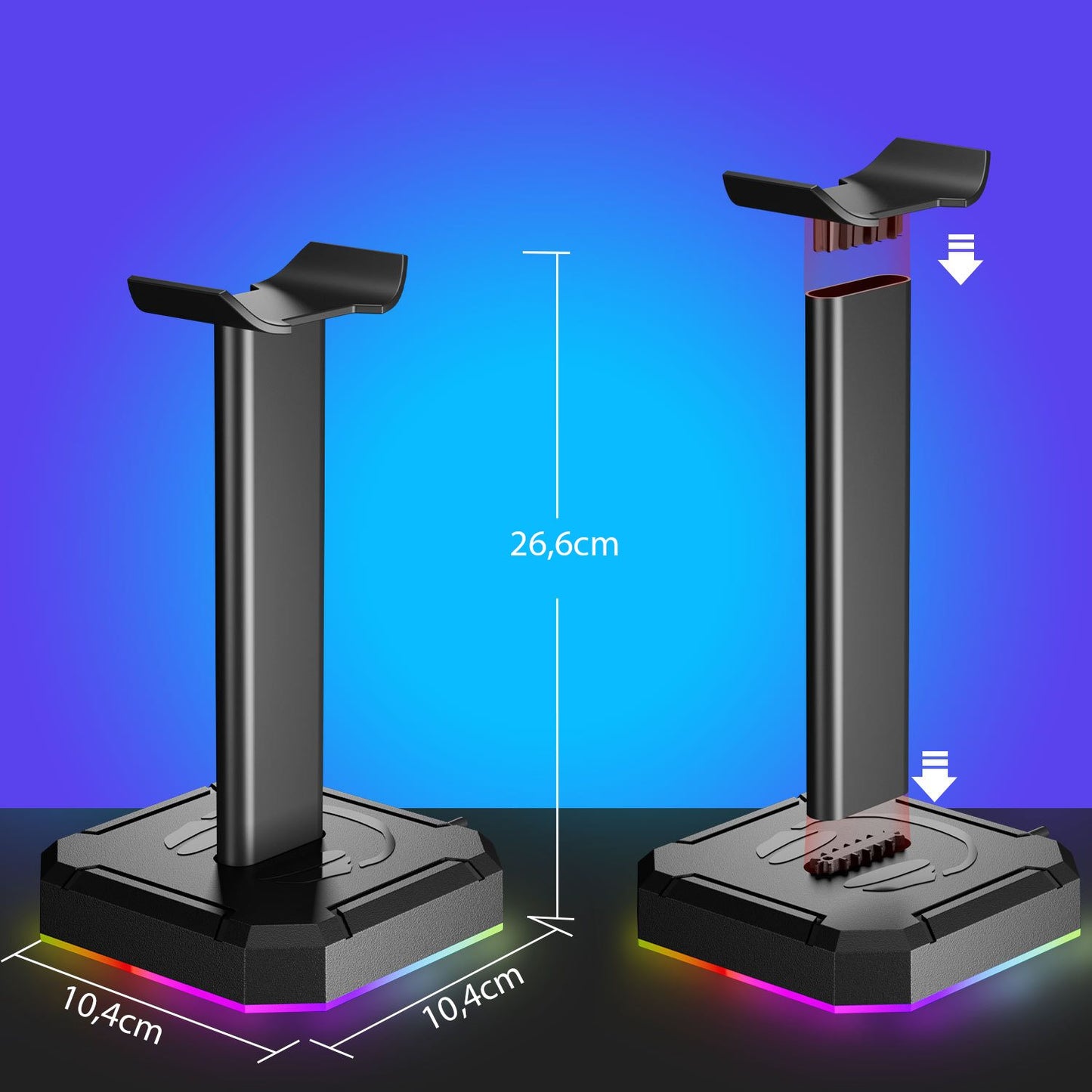 Suporte para fone de ouvido headset com luzes RGB (modelo 1) Rede Canan