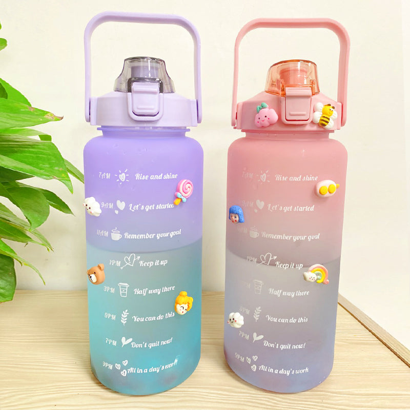 Garrafa de água colorida TikTok com adesivos/figurinhas 3D 2000ml Rede Canan