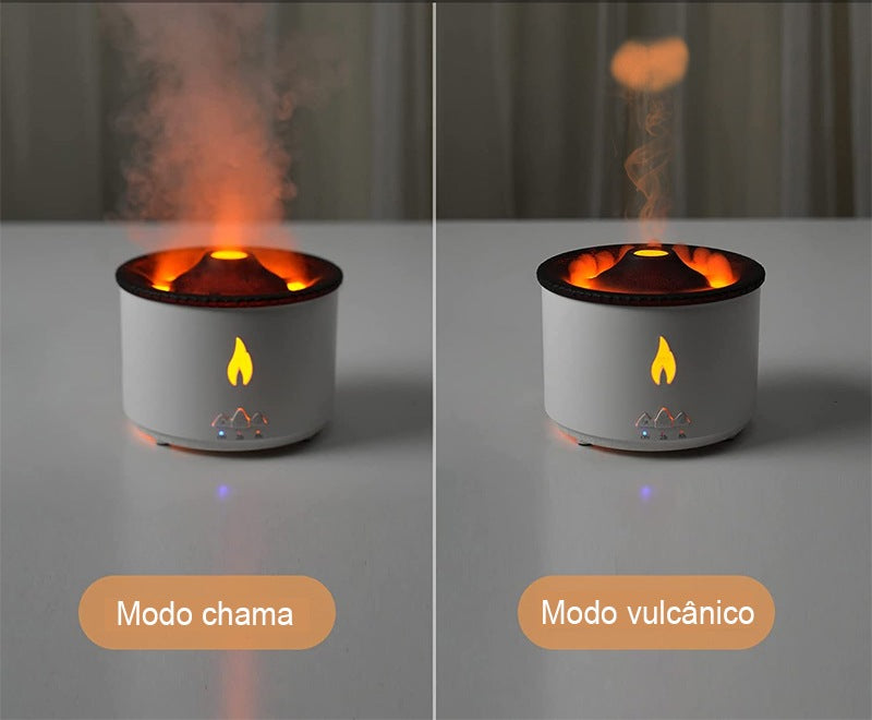 Aromatizador, umidificador e luminária simuladora de vulcão com entrada USB Rede Canan