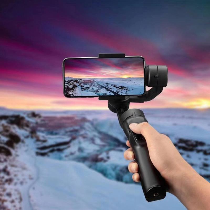 Suporte estabilizador para telefone celular com controle acoplado, base rosquiável para tripé e com ajuste do ângulo e rotação de até 330º Rede Canan