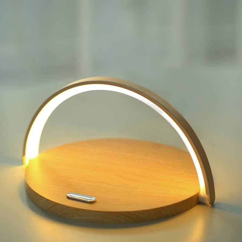 Luminária e suporte com carregador sem fio e por indução acoplado para telefone celular Rede Canan