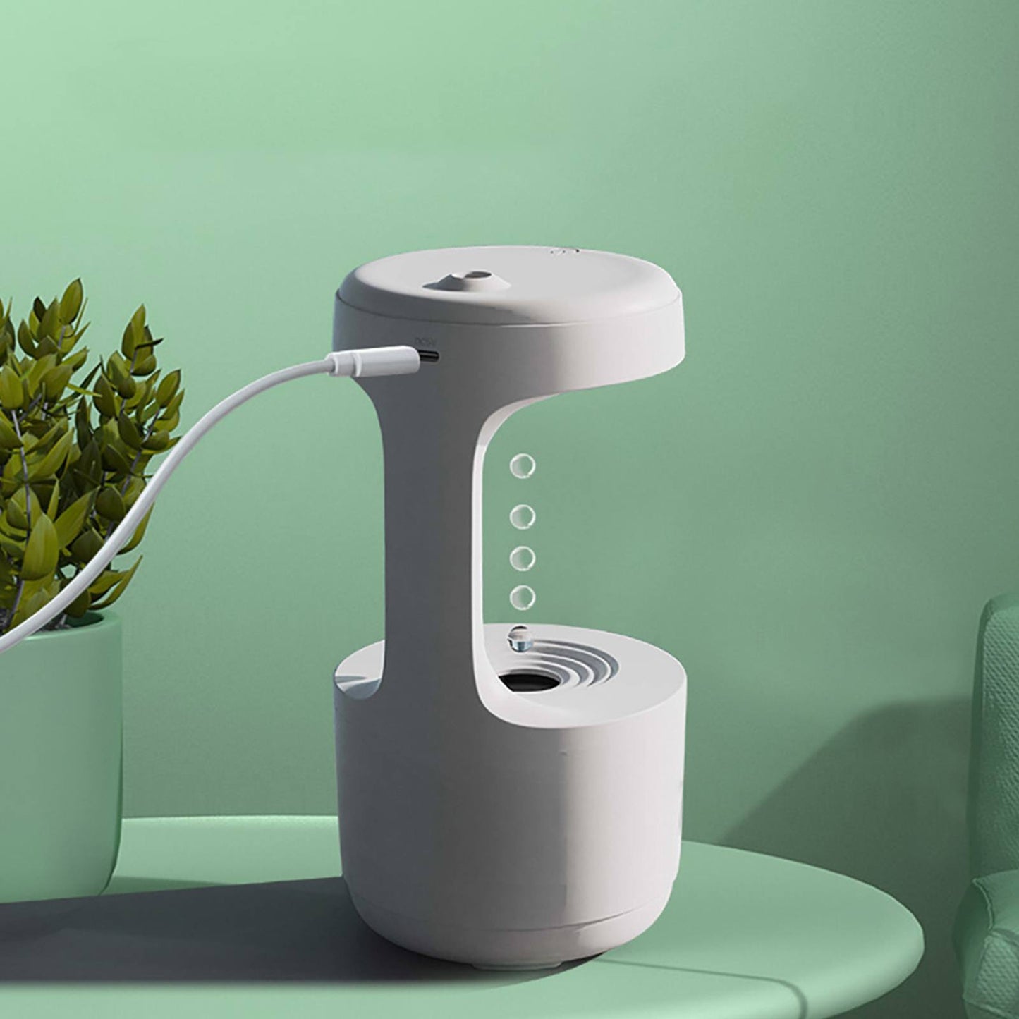 Umidificador de ar antigravidade com efeito de gotas de água levitando e entrada USB (800ml) Rede Canan