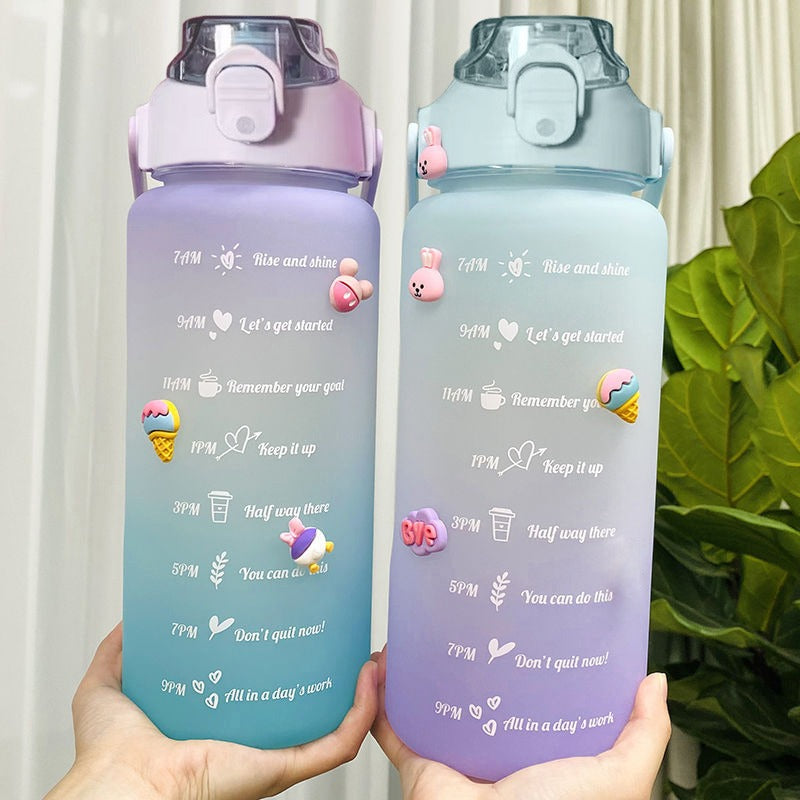 Garrafa de água colorida TikTok com adesivos/figurinhas 3D 2000ml Rede Canan