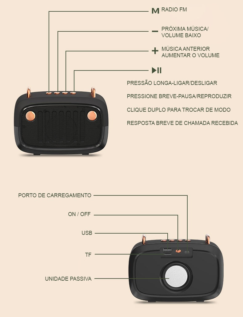 Amplificador de som/alto-falante sem fio com bluetooth 5.0 Rede Canan