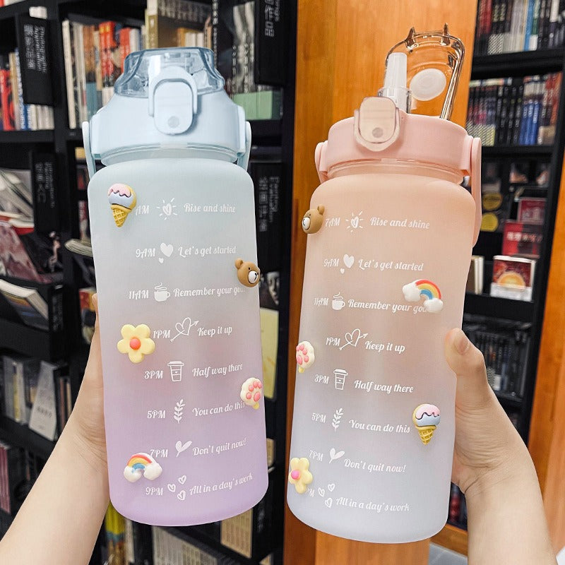 Garrafa de água colorida TikTok com adesivos/figurinhas 3D 2000ml Rede Canan