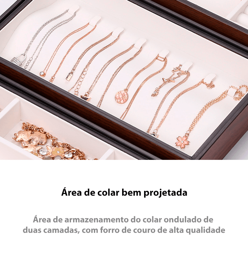 Caixa para joias/porta-joias compartimento triplo - Rede Canan