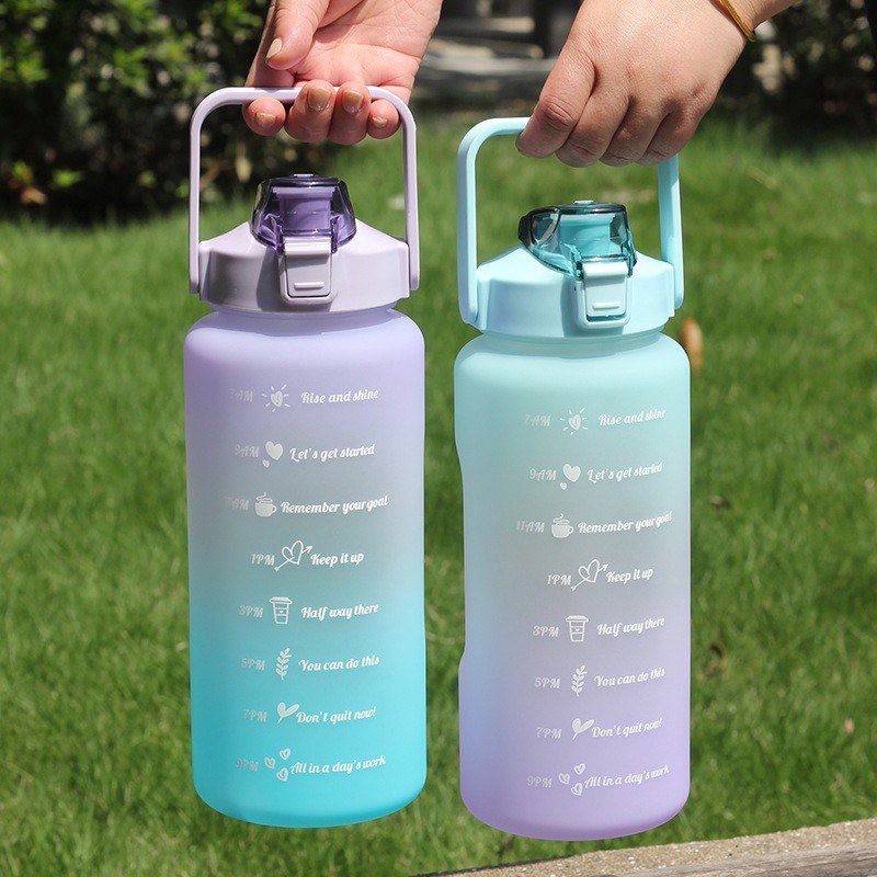 Garrafa de água colorida TikTok à prova de vazamento 2000ml Rede Canan
