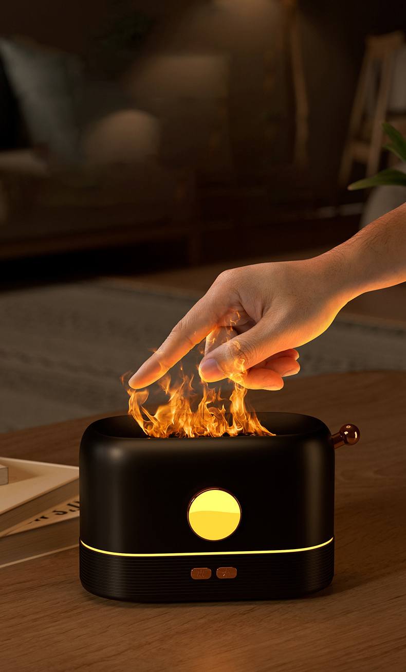 Aromatizador, umidificador e luminária simuladora de chama com entrada USB (modelo 2) Rede Canan