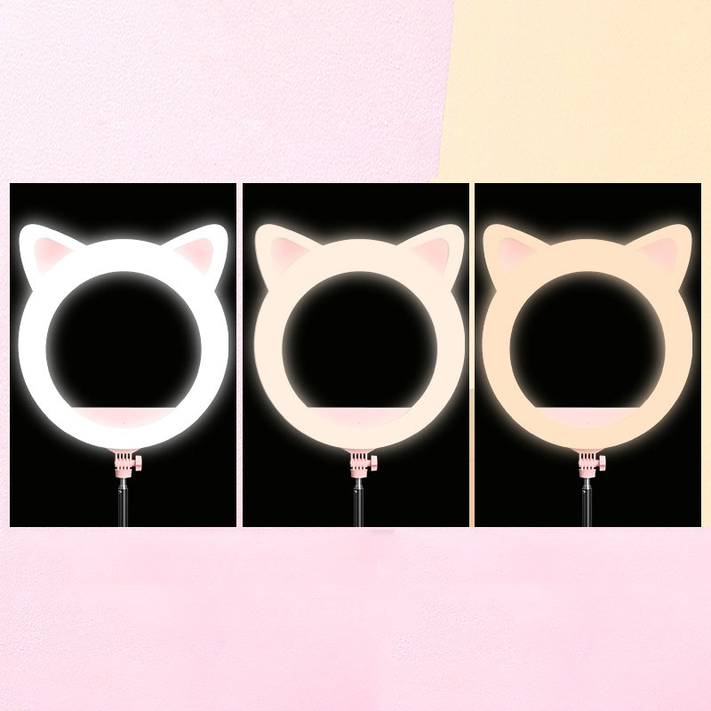 Ring light com formato de orelhas de gato com tripé ajustável, 3 cores e suportes para celular Rede Canan