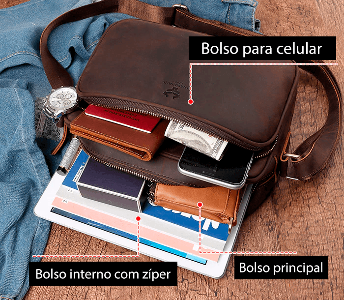 Nécessaire/bolsa de couro masculina - Rede Canan