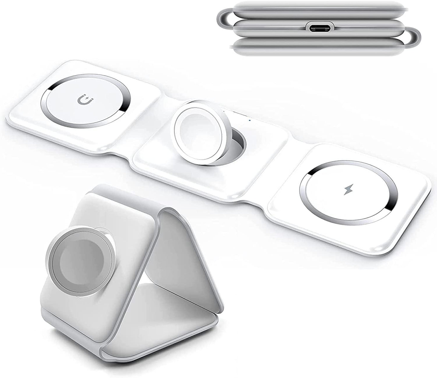 Carregador portátil sem fio dobrável 3 em 1 (compatível com iPhones MagSafes) - Rede Canan
