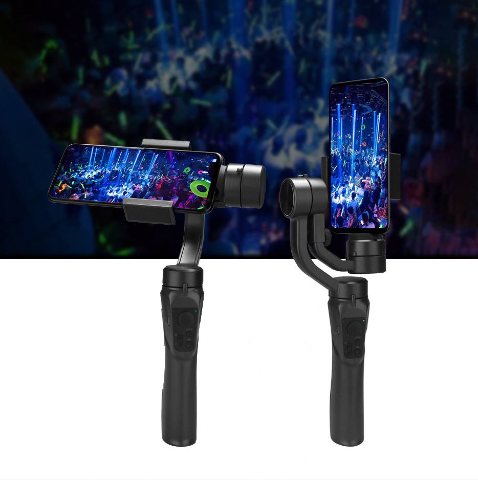 Suporte estabilizador para telefone celular com controle acoplado, base rosquiável para tripé e com ajuste do ângulo e rotação de até 330º Rede Canan