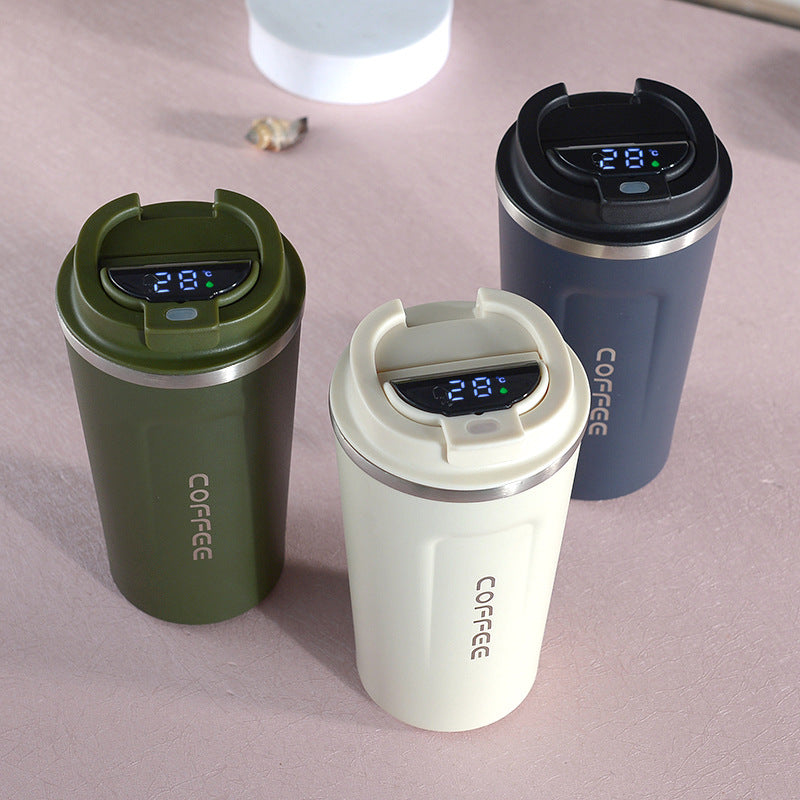 Copo térmico inox inteligente com medidor de temperatura Rede Canan