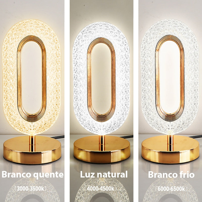 Luminária de mesa sofisticada oval Rede Canan