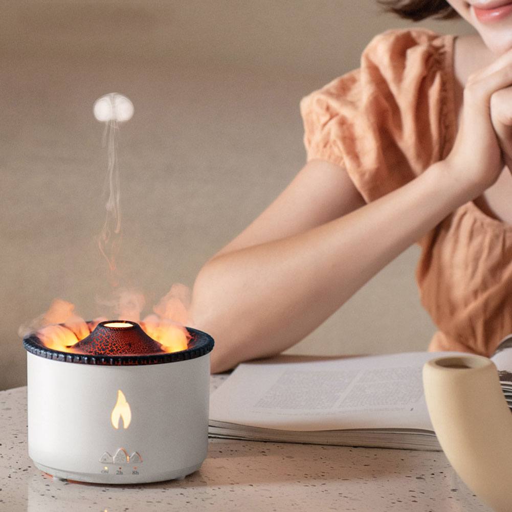 Aromatizador, umidificador e luminária simuladora de vulcão com entrada USB Rede Canan