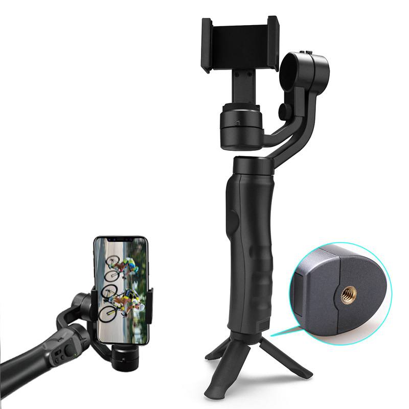 Suporte estabilizador para telefone celular com controle acoplado, base rosquiável para tripé e com ajuste do ângulo e rotação de até 330º Rede Canan