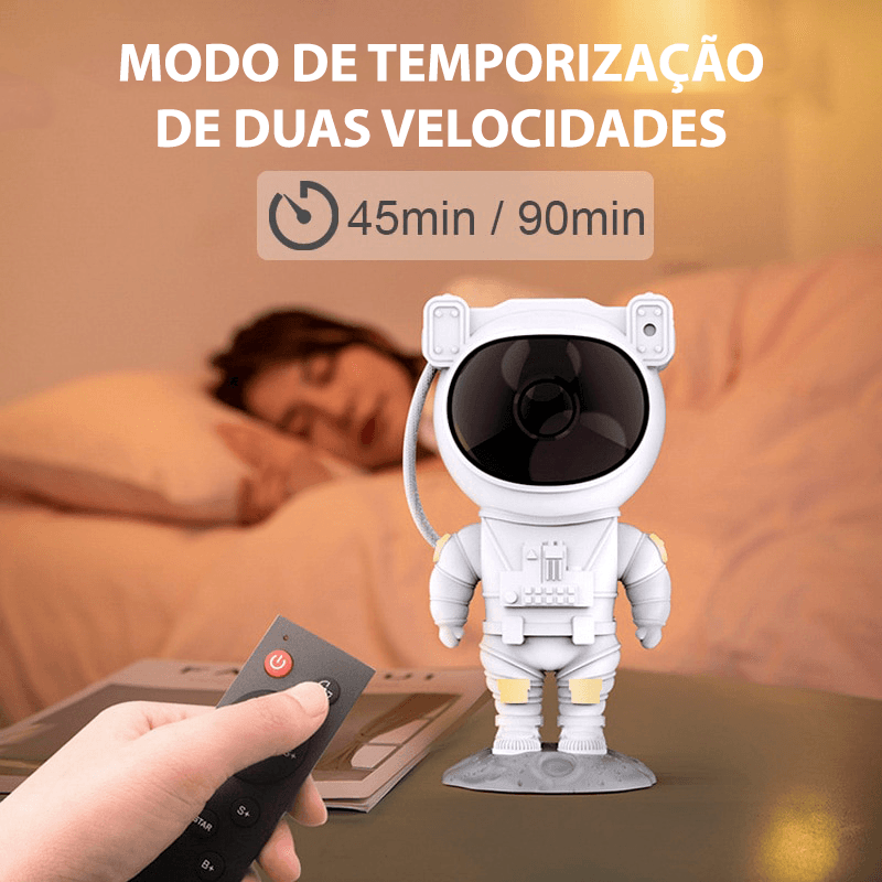 Projetor de luz céu estrelado/galáxia em formato de astronauta - Rede Canan