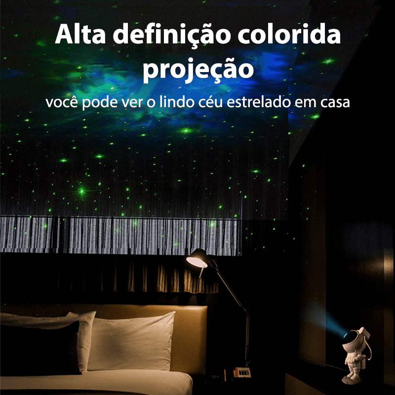 Projetor de luz céu estrelado/galáxia em formato de astronauta - Rede Canan