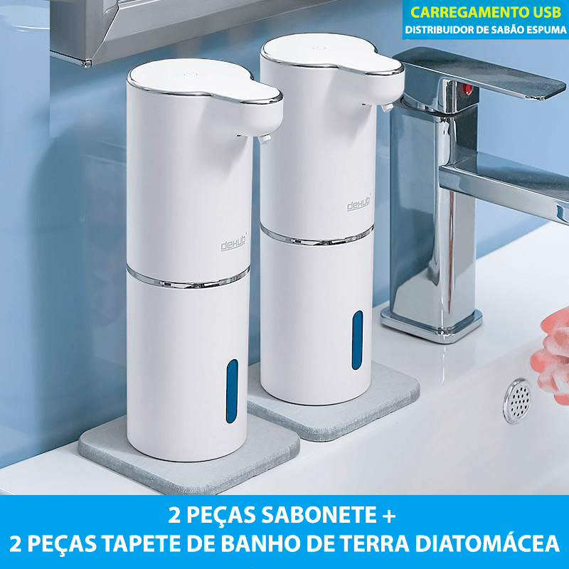 Dispenser de espuma de sabão automático com sensor infravermelho e carregamento USB - Rede Canan