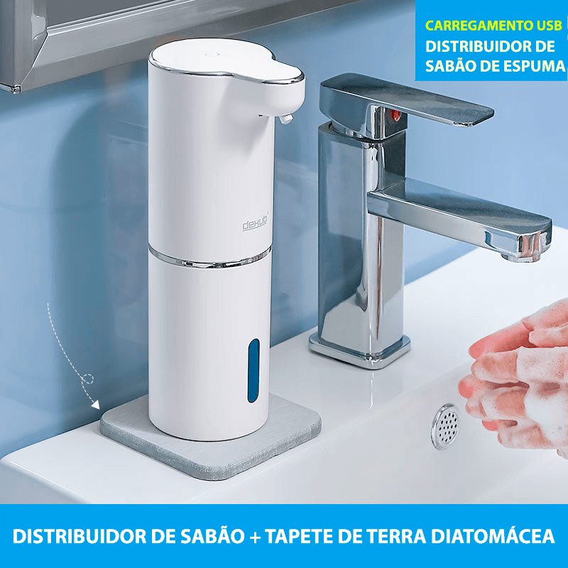 Dispenser de espuma de sabão automático com sensor infravermelho e carregamento USB - Rede Canan