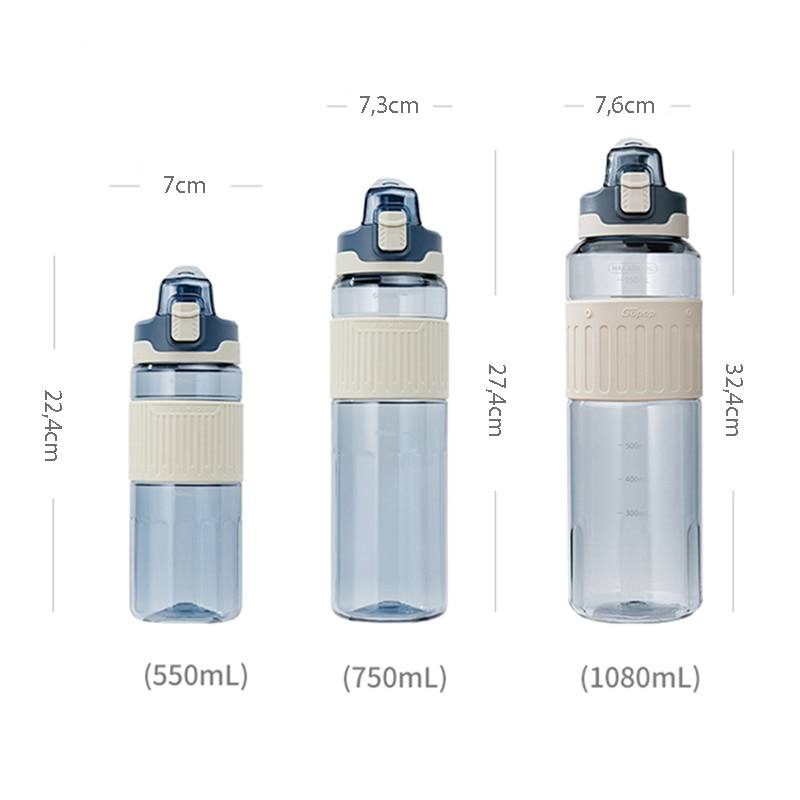 Garrafa de água à prova de vazamento 550ml/750ml/1080ml Rede Canan