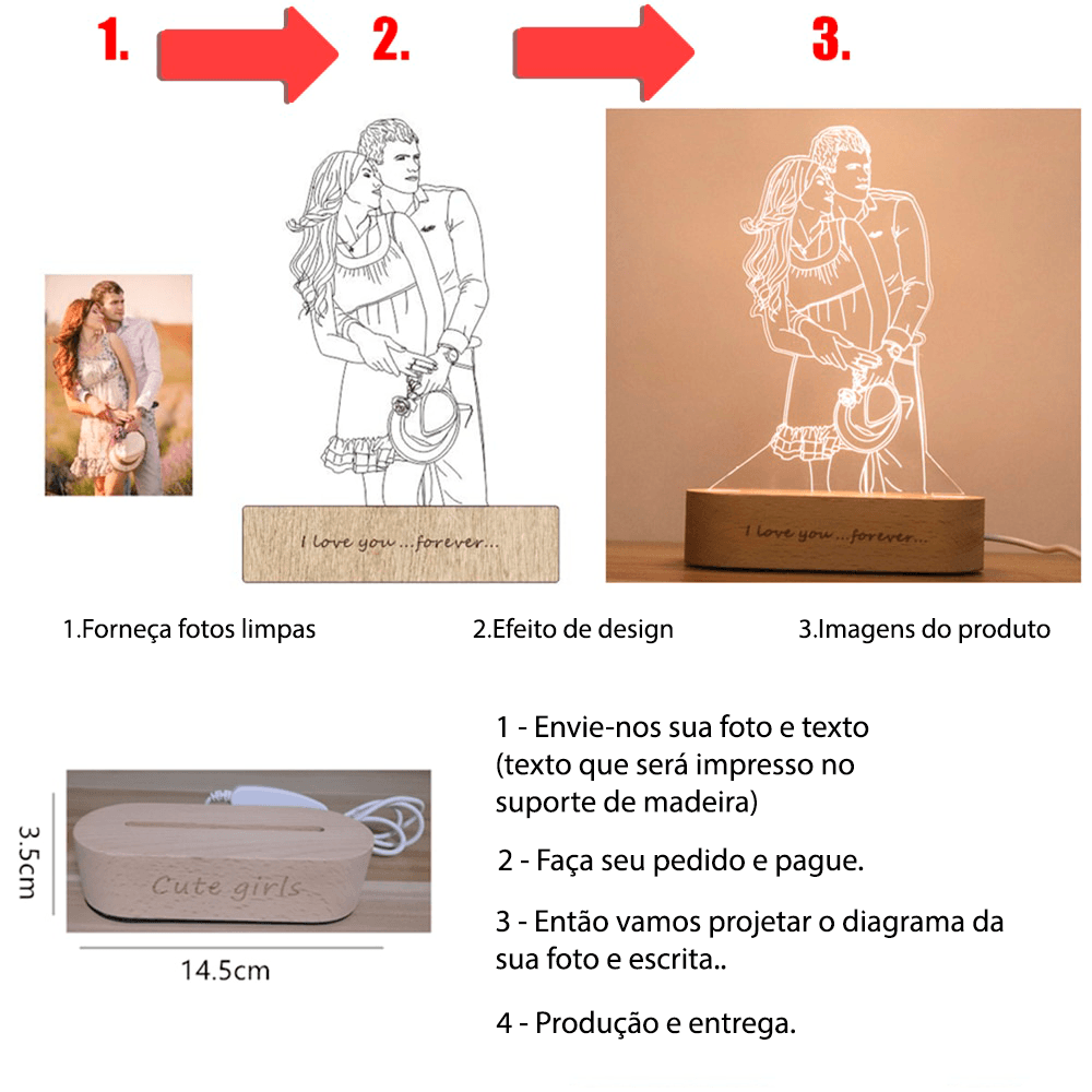 Luminária de LED 3D personalizada em acrílico - Rede Canan