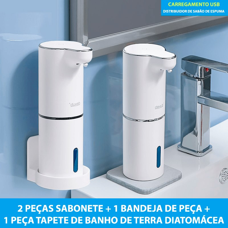 Dispenser de espuma de sabão automático com sensor infravermelho e carregamento USB - Rede Canan