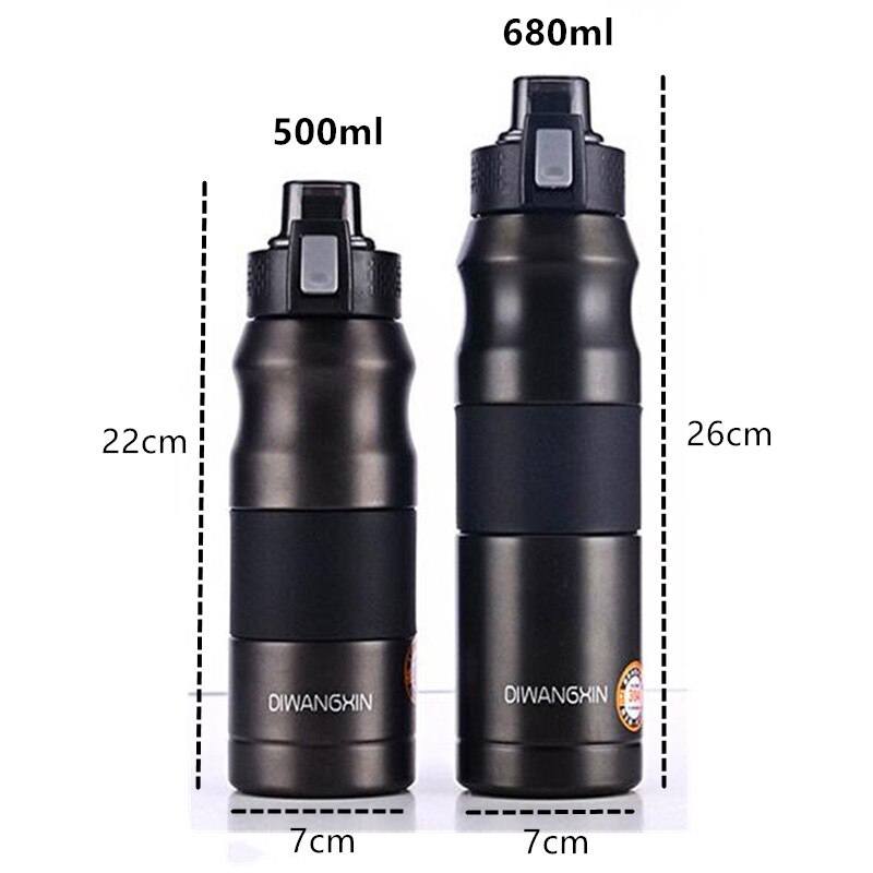 Garrafa térmica inox à prova de vazamento 500ml/680ml Rede Canan